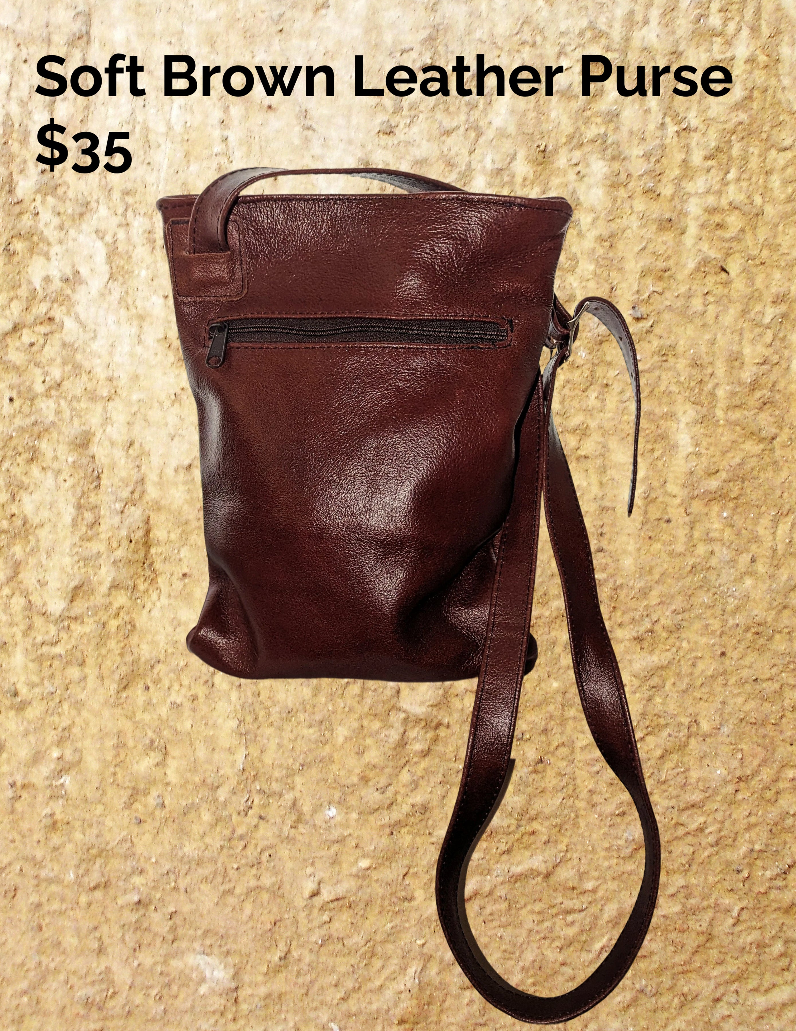Soft Brown Leather Purse – Handmade Crossbody Bag