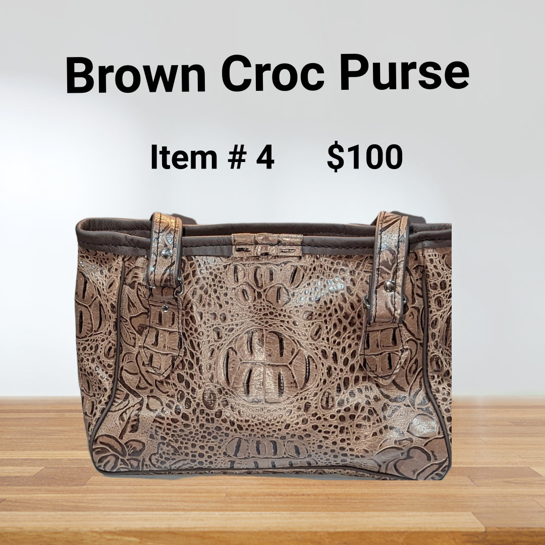 Brown Croc Purse – Embossed Leather Handbag