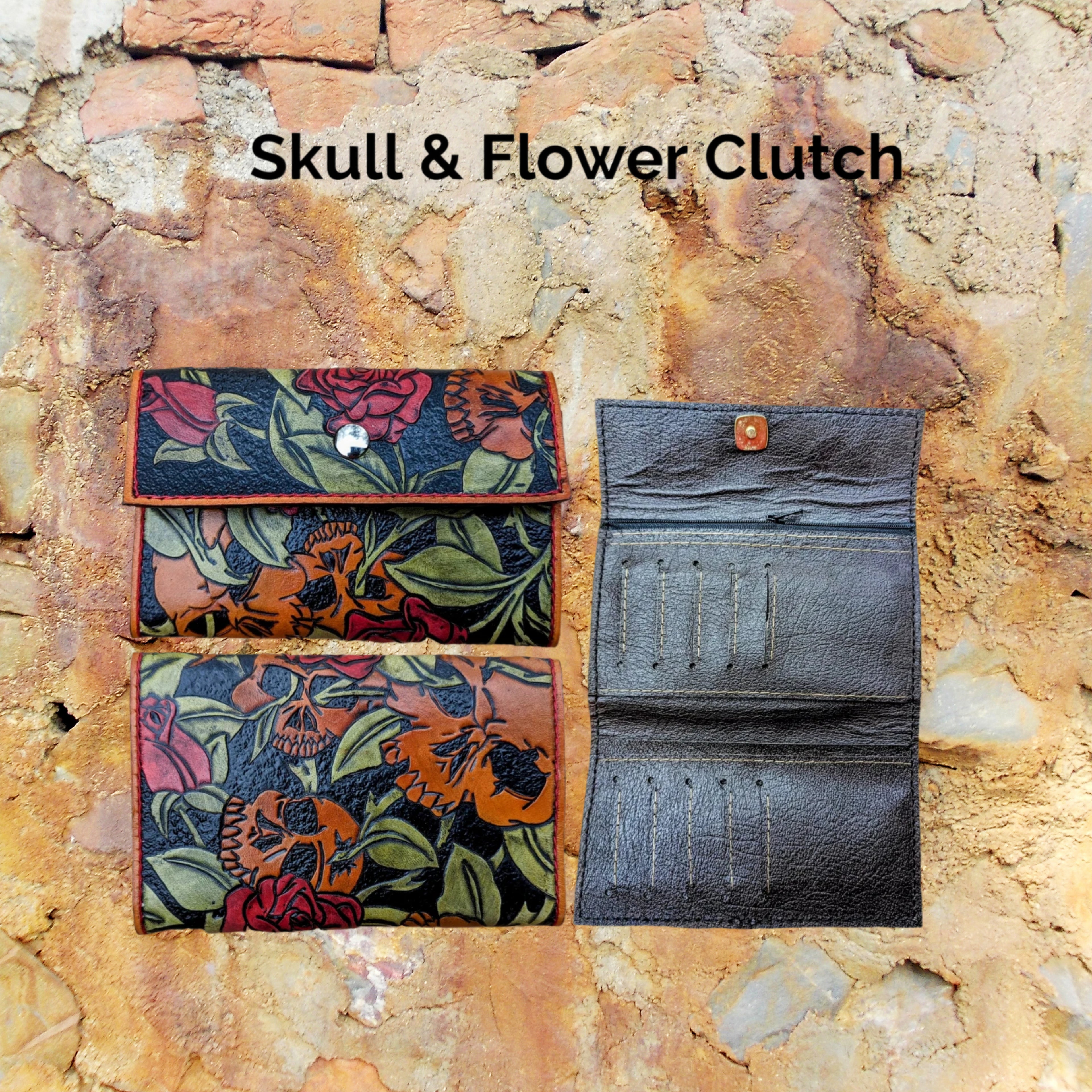 Skull & Flower Clutch