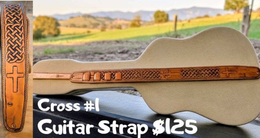Guitar Strap with Celtic interlace and Latin Cross