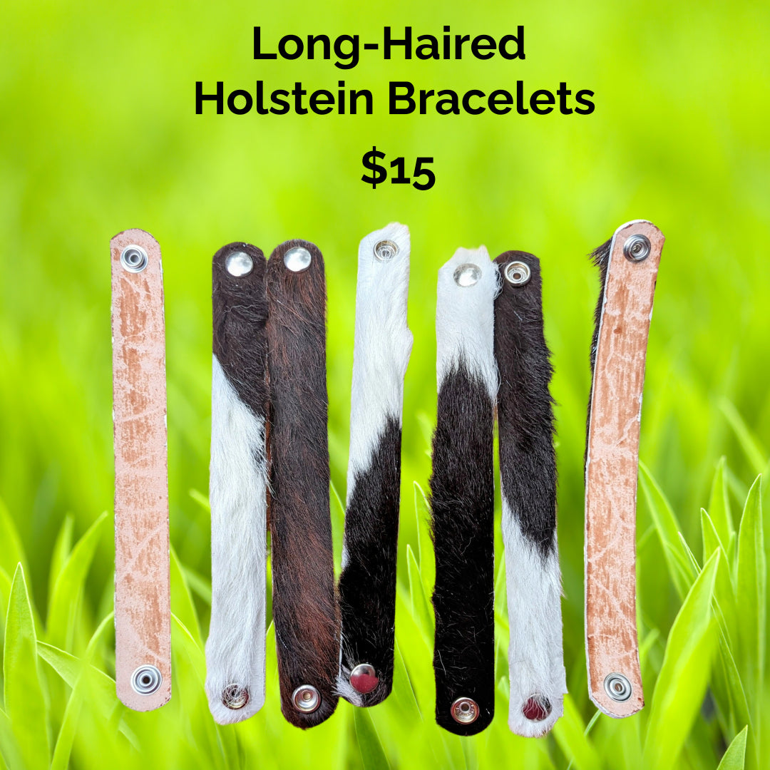 Long-Haired Holstein Bracelets – Handcrafted Cowhide Wristbands