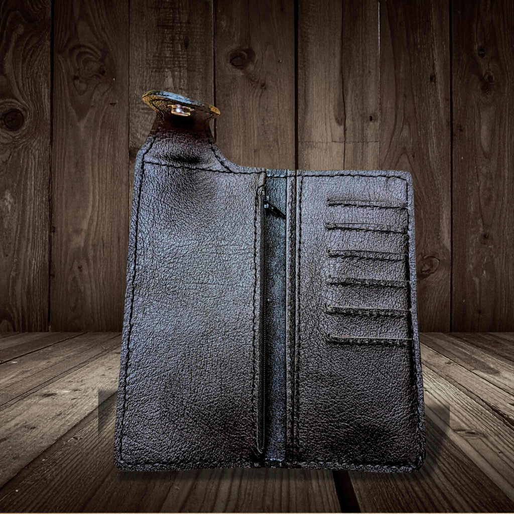 Bordeaux Skull with Flowers Biker Wallet